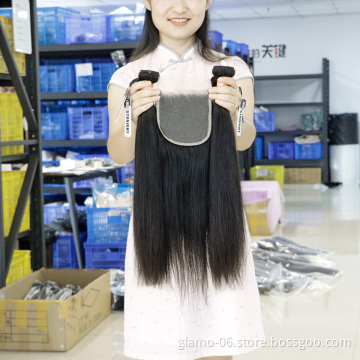 Hair Extension Human Hair Bundles with Closure Raw Virgin Vietnam Super Double Drawn Bone Straight Brazilian Hair 8-30inch
